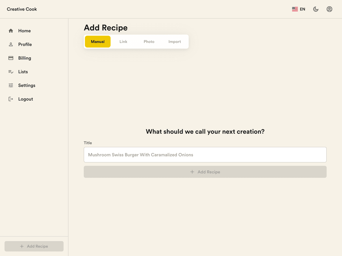 Create Recipe Desktop Image